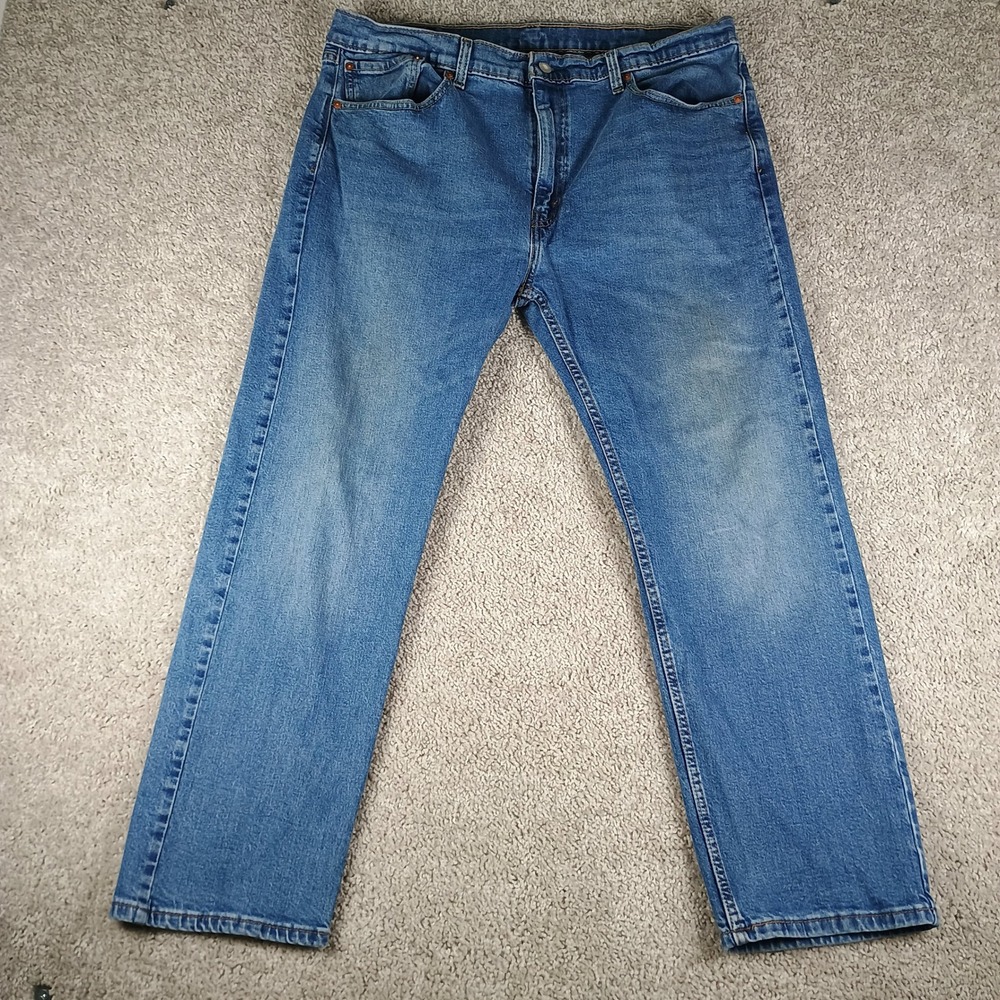 Levis 505 Regular Fit Straight Leg Jeans Mens 40x30 Medium Wash Blue Denim